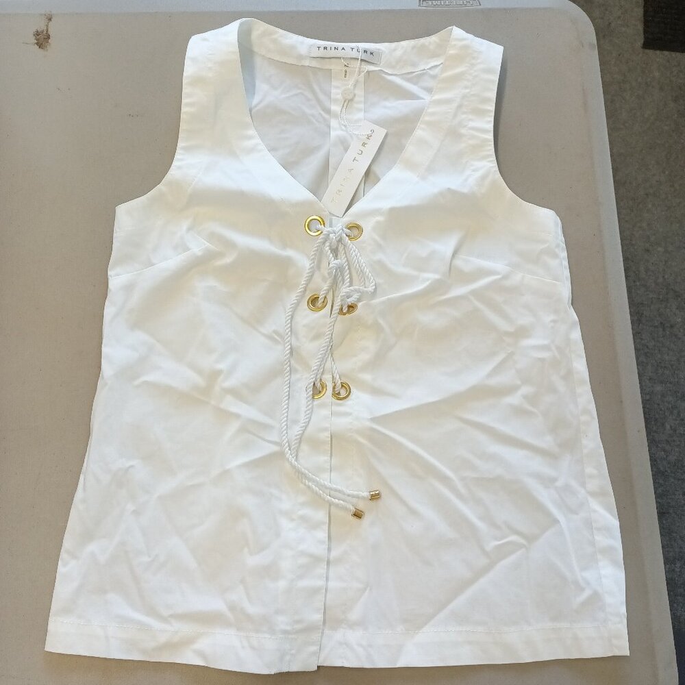 Women's Trina Turk White Sleeveless Blouse Size XS